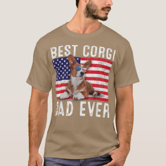 T-shirt Corgi Papa USA Drapeau Américain Corgi Propriétair
