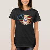 T-shirt Corgi Patriotique Américain Drapeau Hommes Femmes (Devant)