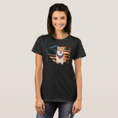 T-shirt Corgi Patriotique Américain Drapeau Hommes Femmes (Devant entier)