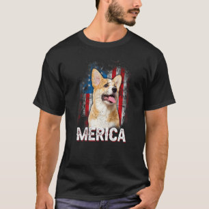 T-shirt Corgi Patriotique Merica Drapeau Américain Vintage
