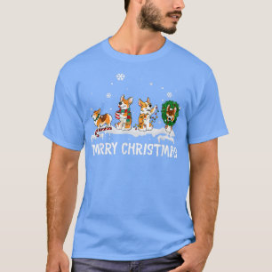 T-shirt Corgi Père Noël Arbre de Noël Lumières Décor Drôle