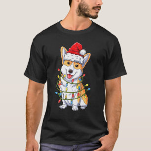 T-shirt Corgi Père Noël Christmas Tree Lights Xmas Boys Me