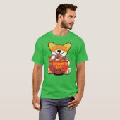 T-shirt CORGI POWERESSÉ PAR RAMEN | Kawaii Corgi Manger Ra (Devant entier)