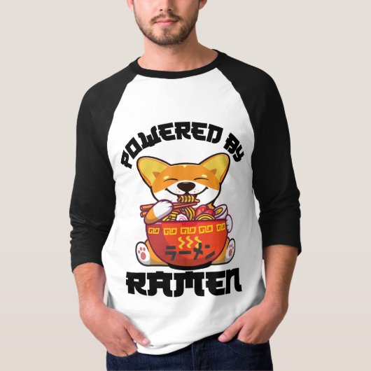 T-shirt CORGI POWERESSÉ PAR RAMEN | Kawaii Corgi Manger Ra (Devant)
