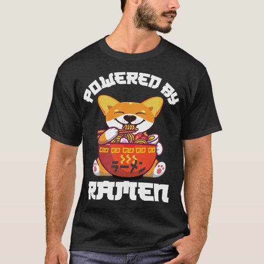 T-shirt CORGI POWERESSÉ PAR RAMEN | Kawaii Corgi Manger Ra (Devant)