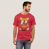 T-shirt CORGI POWERESSÉ PAR RAMEN | Kawaii Corgi Manger Ra (Devant entier)