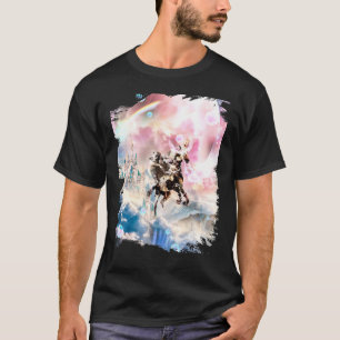 T-shirt Corgi Pug à cheval sur un robot licorne dans l'esp