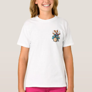 T-shirt Corgi qui joue de la batterie avec enthousiasme En