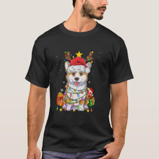 T-shirt Corgi Reindeer Noël Arbre Lumières Garçons Hommes 