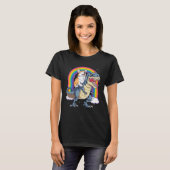 T-shirt Corgi Riding Dinosaur rex  Men Women Rainbow (Devant entier)