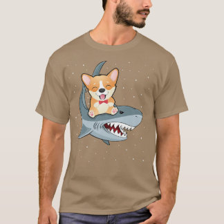 T-shirt Corgi Riding Shark Space Galay Jawsome402