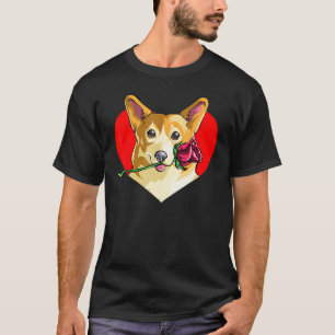 T-shirt Corgi Saint-Valentin Rose Coeur Femmes Hommes Fill