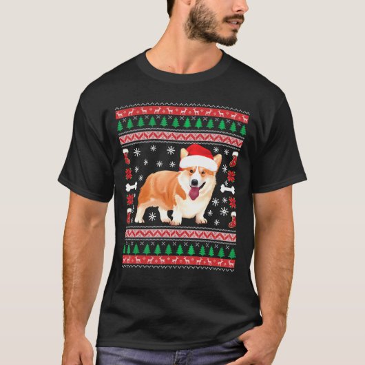T-shirt Corgi Santa Hat Ugly Sweer de Noël Corgi (Devant)