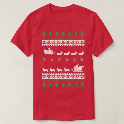 T-shirt Corgi Santas Reindeer Noël laid  (Design devant)