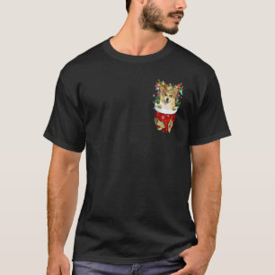 T-shirt Corgi Snow Pocket Chiens Pocket de Noël