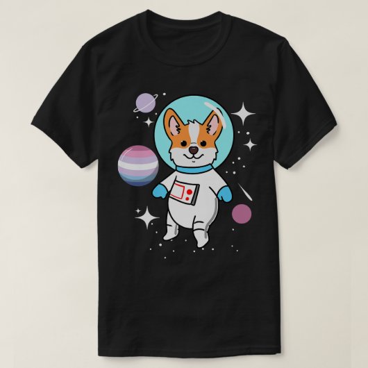 T-shirt Corgi Space Bigender Pride-621 (Design devant)