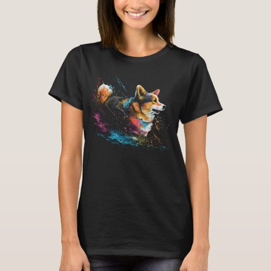 T-shirt Corgi Splash Cute Dog (Devant)