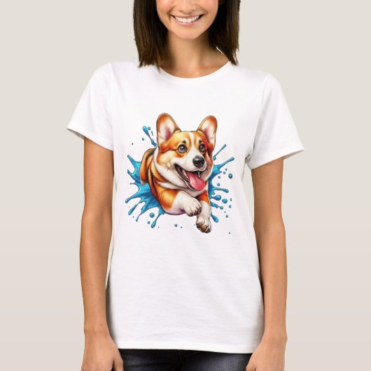 T-shirt Corgi Splash de couleur (Devant)