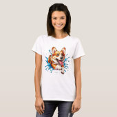 T-shirt Corgi Splash de couleur (Devant entier)