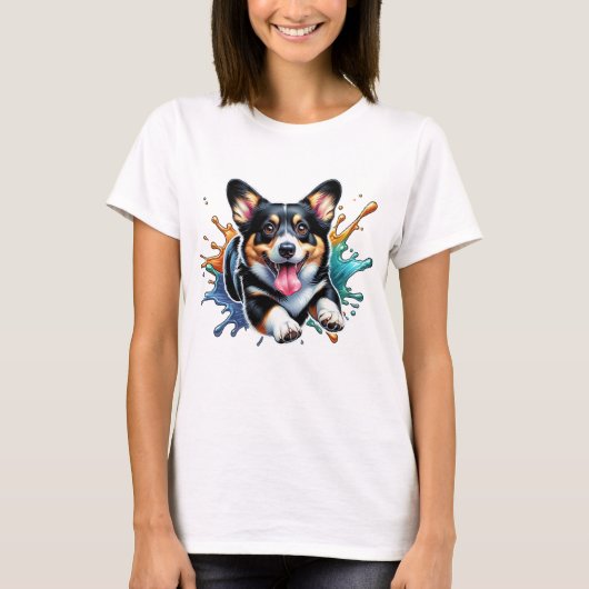 T-shirt Corgi Splash de couleur (Devant)