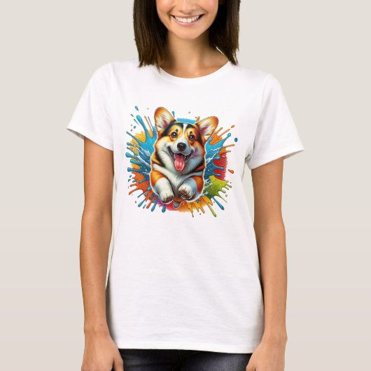 T-shirt Corgi Splash de couleur (Devant)