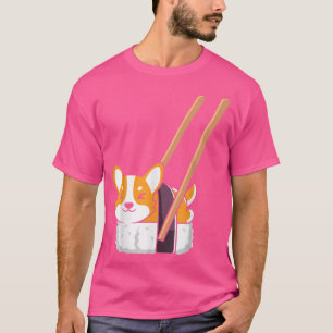 T-shirt Corgi Sushi Anime Kawaii Joue De La Nourriture Jap