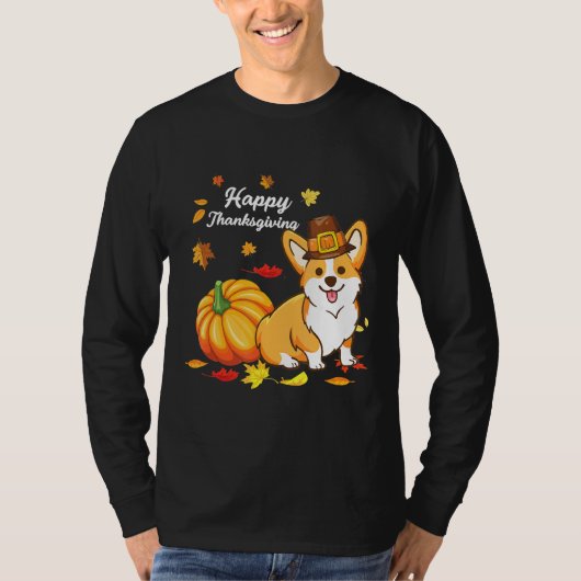 T-shirt Corgi Thanksgiving Pour Chien 550 (Devant)