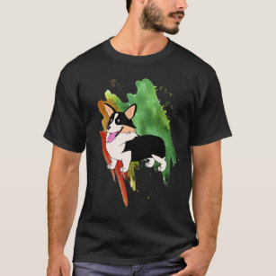 T-shirt Corgi tricolore de Gallois avec une éclaboussure