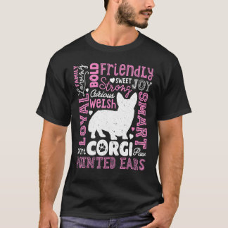 T-shirt Corgi Typography Word Art Dog Tee