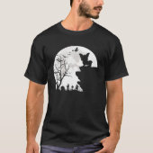 T-shirt Corgi Under Moon Halloween Chien (Devant)