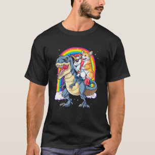 T-shirt Corgi Unicorn équitation Dinosaur T Rex Hommes Fem