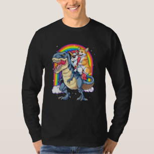 T-shirt Corgi Unicorn équitation Dinosaur T Rex Hommes Fem