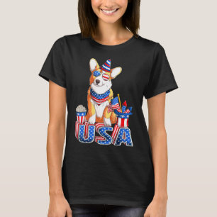 T-shirt Corgi Usa Drapeau Américain Pour Propriétaire De C