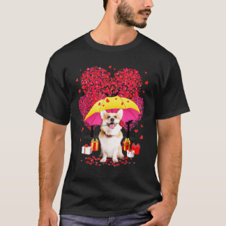 T-shirt Corgi Valentines Day Three Tree And Raining Hearts