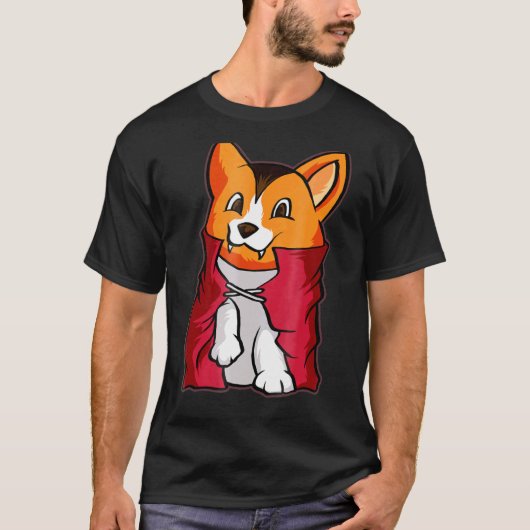 T-shirt Corgi Vampire Joli Vampire Halloween (Devant)
