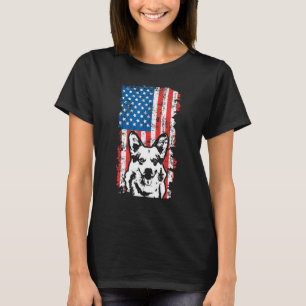 T-shirt Corgi Vintage Drapeau Américain 4 Juillet