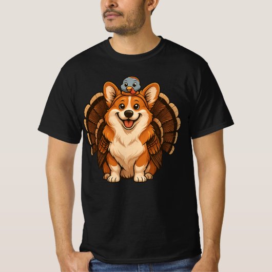 T-shirt Corgi Wearing Turkey Fall Autumn Thanksgiving  (Devant)