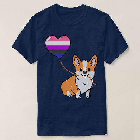 T-shirt Corgi With Genderfluide Pride Balloon-659 (Design devant)