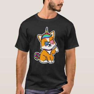 T-shirt Corgicorne Licorne Mignon Corgi Licorne Lunettes d