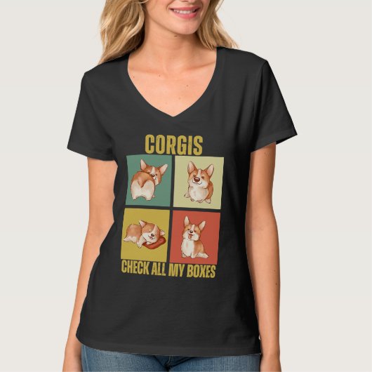 T-shirt Corgis Check All My Boxes  Corgi (Devant)