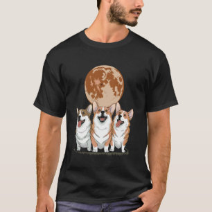 T-shirt Corgis drôles hurlant à la pleine lune