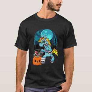 T-shirt Corn Zombie Unicorn Citrouille Halloween Witch Cas