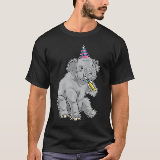 T-shirt Corne de fête d'anniversaire d'éléphant (Devant)