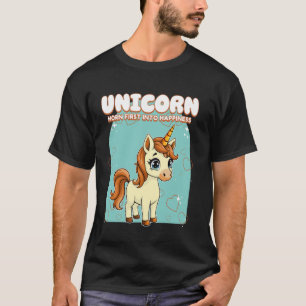 T-shirt Corne de licorne d'abord dans le bonheur Licorne
