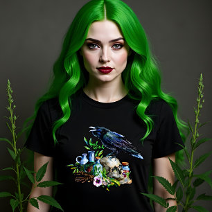 T-shirt Corneille, crâne et herbes