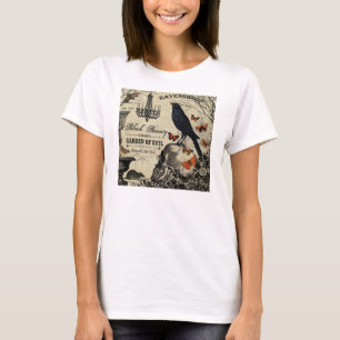 T-shirt corneille et crâne vintage moderne à halloween