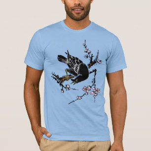 T-shirt Corneille japonaise vintage et fleurs de cerisiers