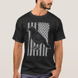 T-shirt Corneille Noir US Drapeau Corneille Lover