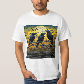 T-shirt Corneilles sur clôture à barbelé 5
