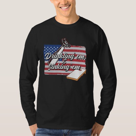 T-shirt Cornhole Player Drinking Sinking USA Bean Sack Cor (Devant)